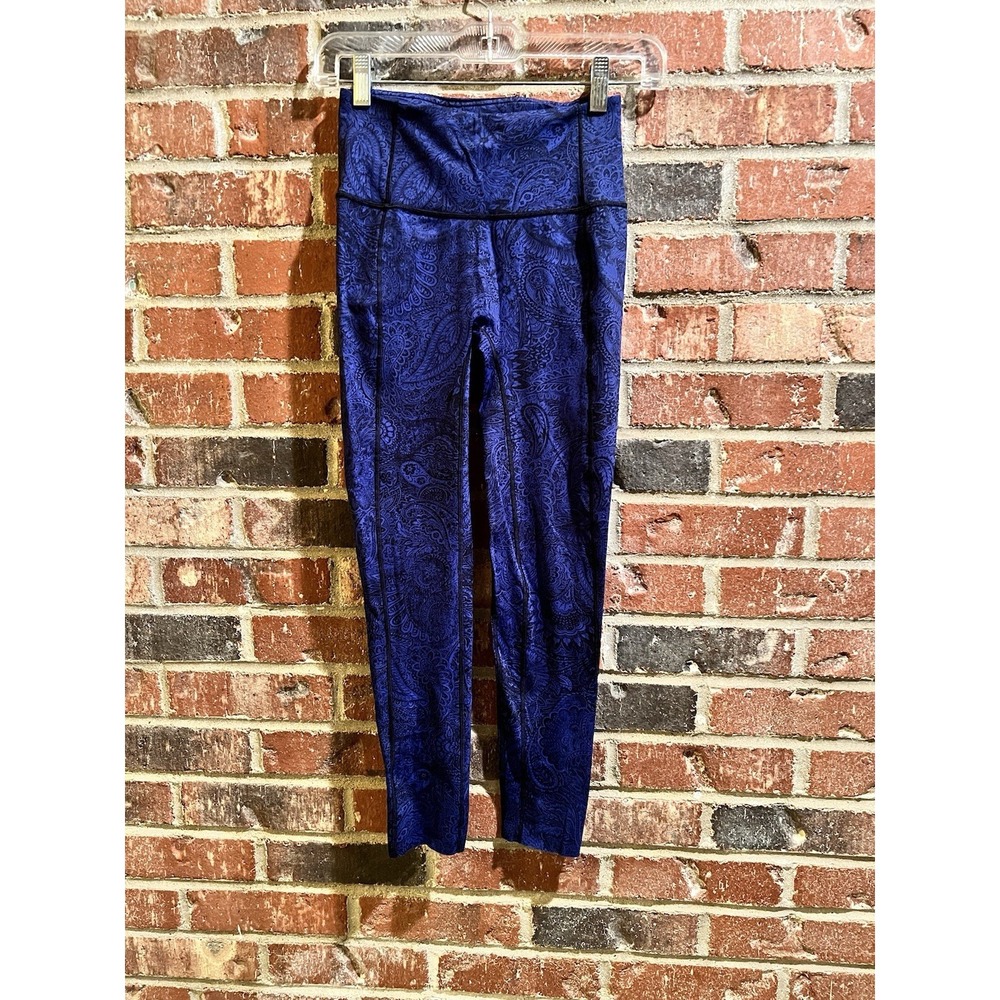 Lululemon Like Nothing 7/8 Tight Antique Paisley‎ Sapphire Blue Black-sz 4